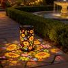 Colorful Sunflower Solar Lantern Metal Hanging Garden Light with Flower Pattern Waterproof Outdoor Solar Lamp for Patio Yard Pathway