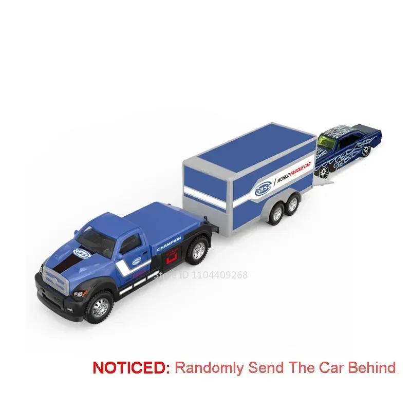 1:64 Scale Container Alloy Trailer Model Toy Car Diecast Metal Movable Joint Pull Back Engineering Vehicles Models Gifts for Boy