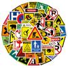 10/30/50pcs Cartoon Danger Warning Sign Stickers Waterproof DIY Notebook Laptop Car Suitcase Cool Decoration Sticker Fun for Toy