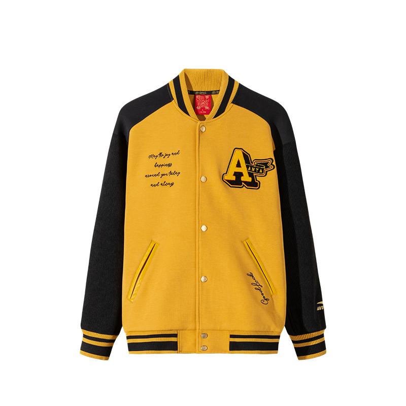 

Anta Comfortable Versatile Letter Print Baseball Jacket Men Jacket Flying-Yellow Basic-Black 152518701S-2 M