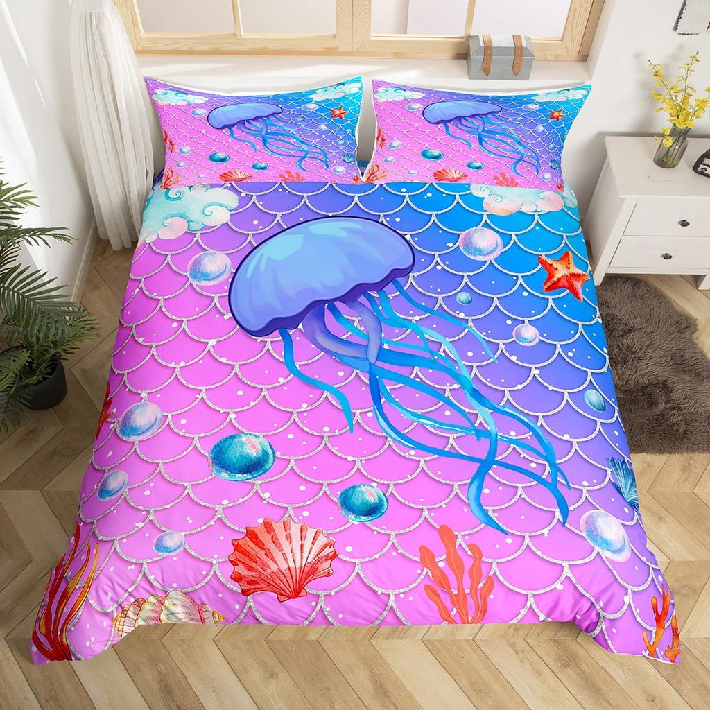 Comforter Cartoon Jellyfish Printed S Adult High Quality Bedding Set Bed Giftqueen Size Warm Soft And Breathable