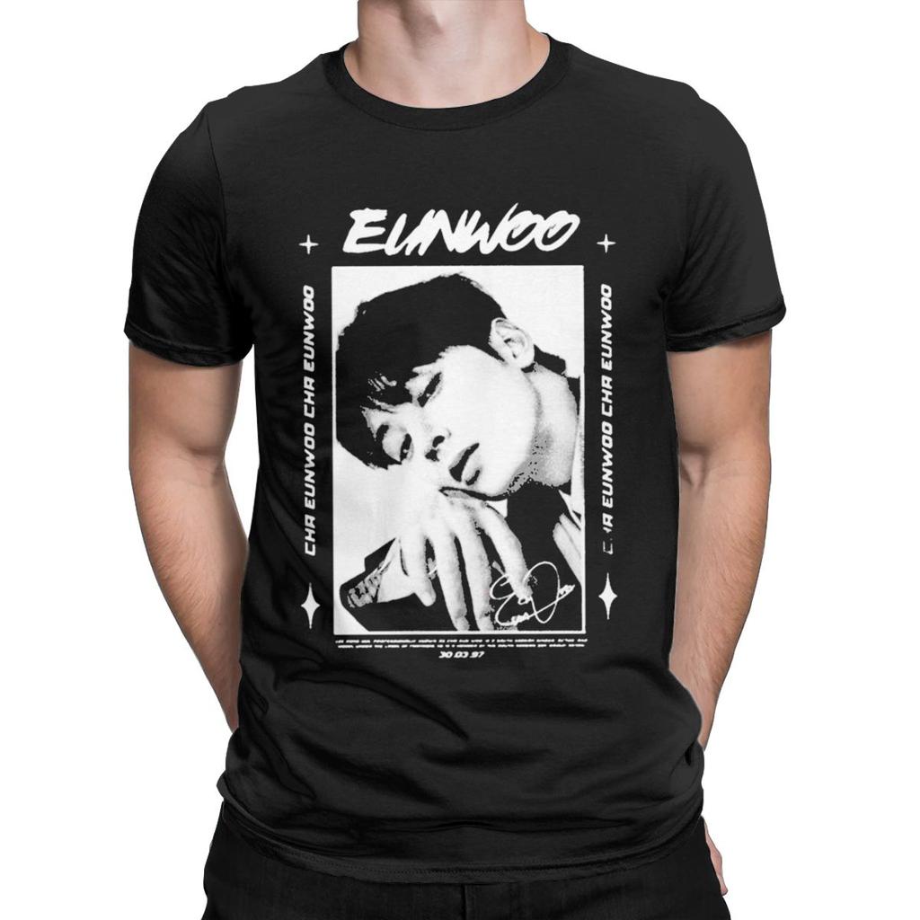 Men's Cha Eunwoo Astro Kpop T Shirt Astro Singer Pure Cotton Clothes Vintage Short Sleeve Round Collar Tee Plus Size T-Shirts