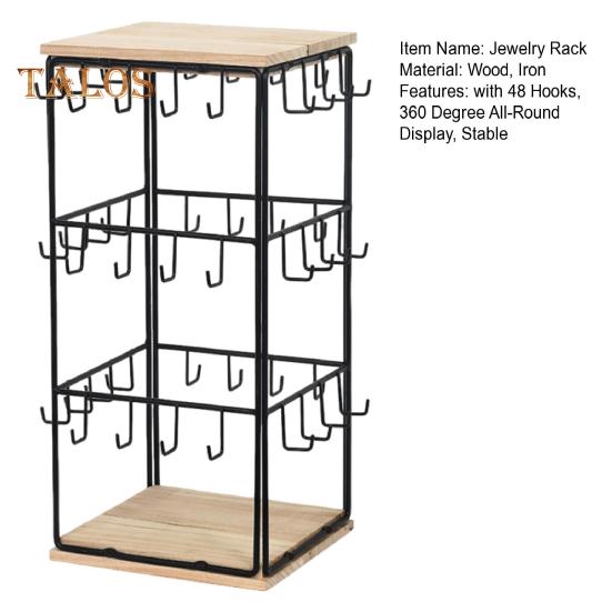 Earring Display Stand with 48 Hooks Earring Display Holder for Vendors 360 Degree All-Round Display Necklaces Bracelets Earring Card Organizer for