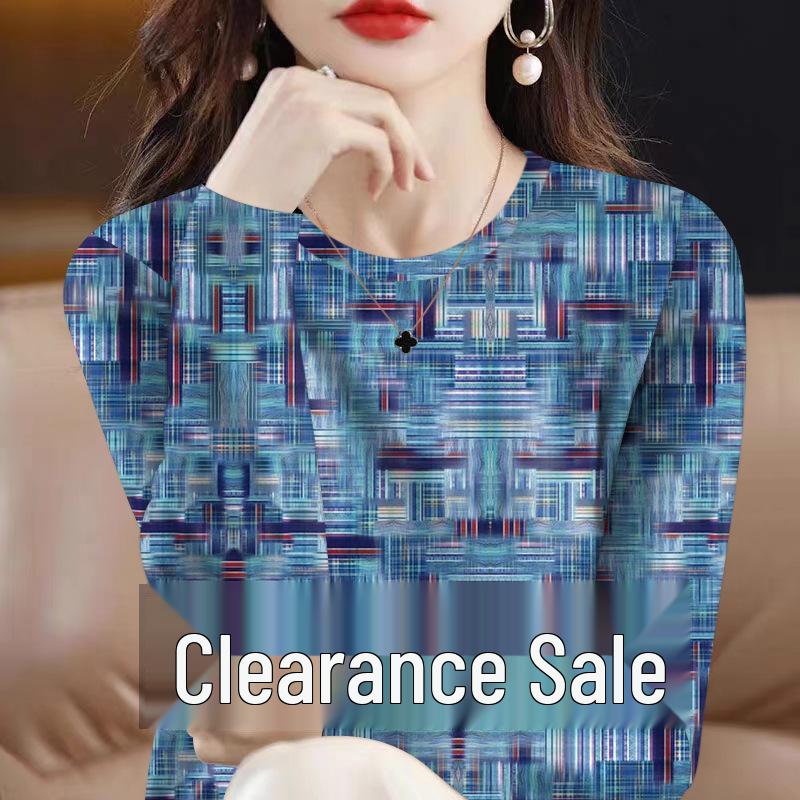 Trendy Elegant Floral Long Sleeve Women s Milk Silk T-shirt for Autumn/Winter L (90-105kg)