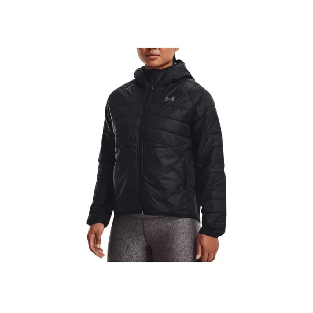 Under Armour Einfarbige Kapuzen-Baumwolljacke mit Reißverschluss und langen Ärmeln für Damen, Jacken, Schwarz 1375452-001