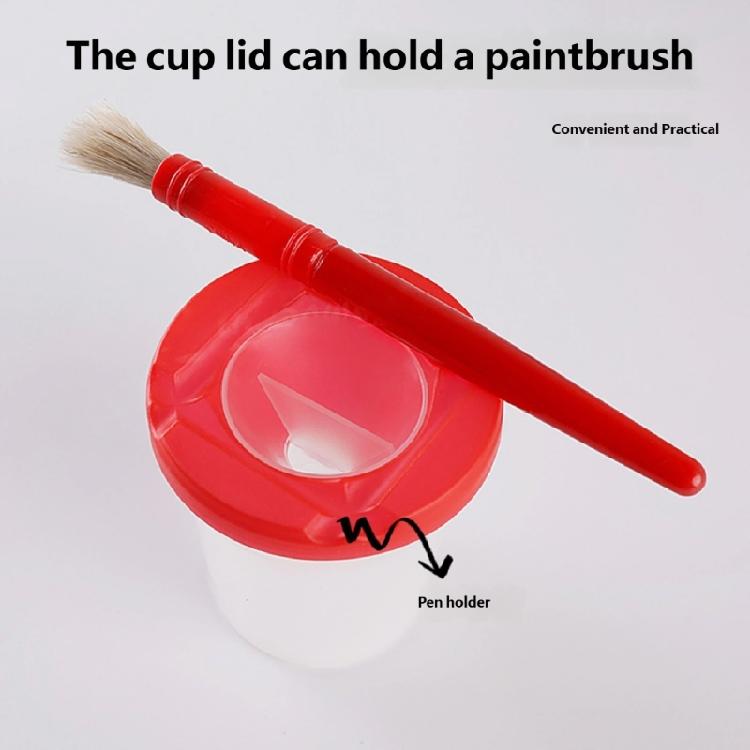 10Pcs Watercolor Brush Washing Cups with Lids Spill Prevention Plastic Paint Brush Cleaner Cup and Art Brush Set for Kid