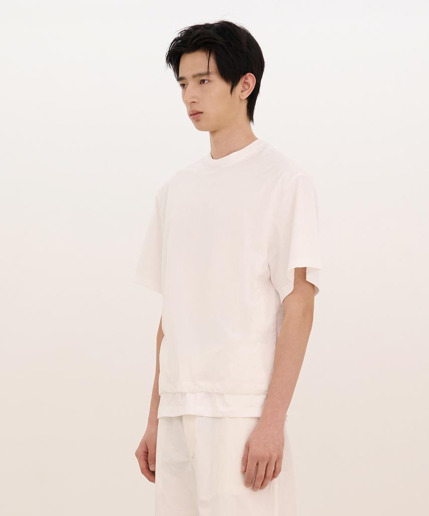 Kasakasa Drawstring Layered T-Shirt White
