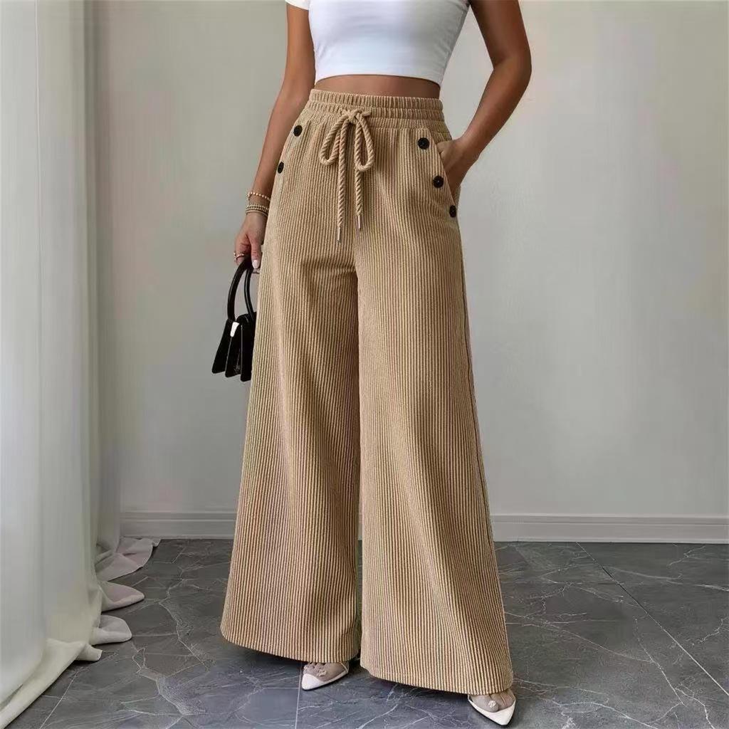 Pantaloni Casual Colorati da Donna con Vita Elastica e Tasche Vestibilità Larga