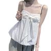 Korean Sweet Style Design Sense Bow Sling Vest Women's Summer New Bud Hem Showing Thin White Top