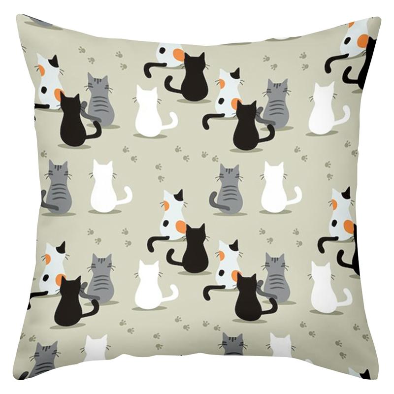 1 Pieces Cute Cat Pattern Throw Pillow In Neutral Tones Polyester pillowcase, sofa decorative cushion cov Headboard Pillow