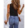 2023 European & American Women's Casual Vest: Spring/Autumn Solid Color U-Neck T-Shirt