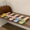 Fashion SUOJIALUN 2025 Summer New Women Slipper Fashion Bow-knot Slip On Slides Shoes Square Low Heel Outdoor Dress Sandal Shoes