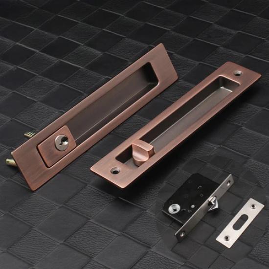 Sliding Door Sliding Door Lock Safety Lock Barn Door Cabinet Embedded Hardware Suit Wood Door Handle Interior Door Furniturelock