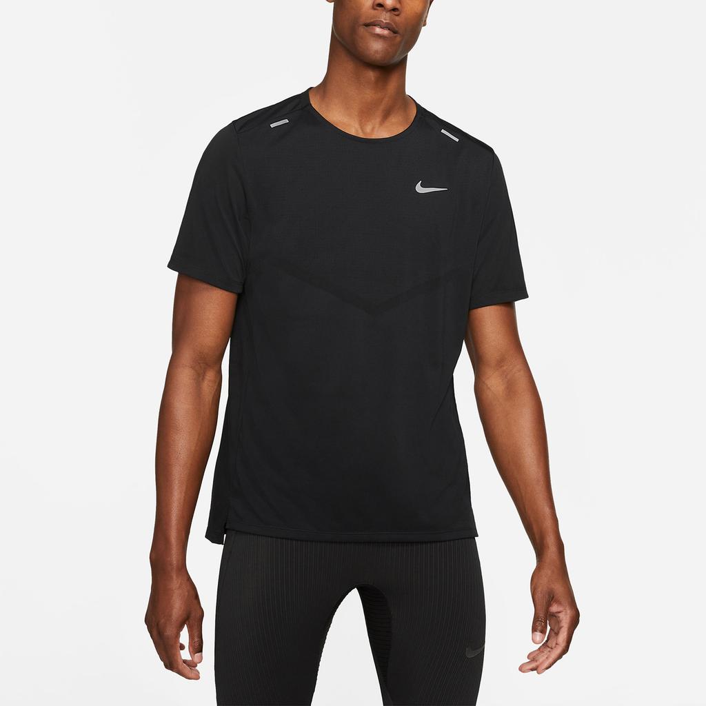 Nike Dri-Fit Rise 365 Ademend En Zacht Bedrukt Hardloop T-shirt met Korte Mouwen Heren Tops Zwart CZ9185-013