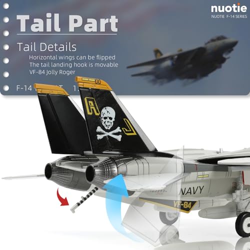 NUOTIE 1:72 US Navy F-14 Tomcat Alloy Model VF-84 Jolly Rogers Fighter Diecast Aircraft Military Display Model, Fully Assembled