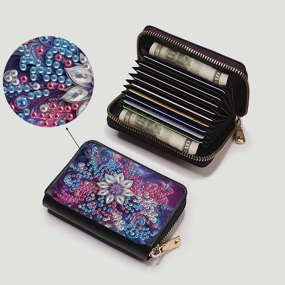 Exquisite Pattern DIY Diamond Painting Card Holder Wallet Purse Rhinestone Mosiac Zipper Wallet Handbag Female Outdoor Bag