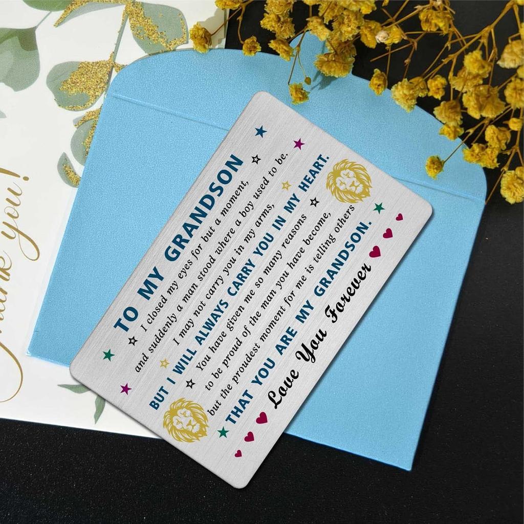 EE&YU Grandson Card Gifts - Adult Grandson Birthday Valentiens Day Card, Best Grandson Card from Grandma, I Love Grandson Present, Proud Grandson
