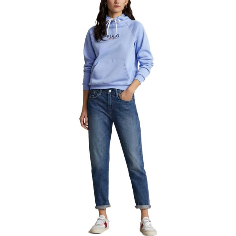 Polo Ralph Lauren FW22 Hoodie met Geborduurd Logo Lange Mouwen Sweatshirt Dames sweatshirt Blauw WMPOKNINFB20347-400