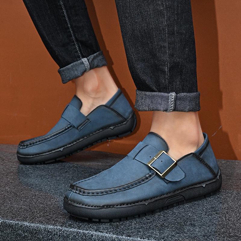 Men's Genuine Leather Slip-on Loafers - Casual Breathable Soft Sole Cowhide Shoes