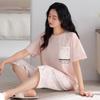 Women's Summer Pajama Set: Thin Modal Cotton Silk, Short Sleeve, Seven-Point Pants, Casual Wear.