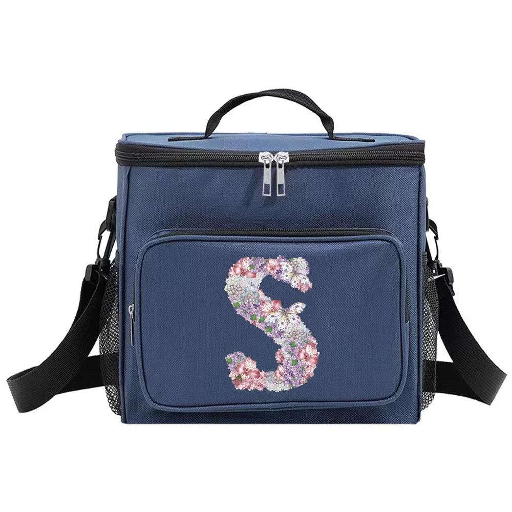 Lunch Bag Thermal Handbag Cooler Organizer Case Waterproof Outdoor Travel Shoulder LunchBox for Men and Women Rose Flower Print