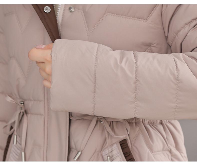 Damen Wintermantel im koreanischen Stil - Schlank geschnitten, dick, warm, mittellang, wattierte Jacke