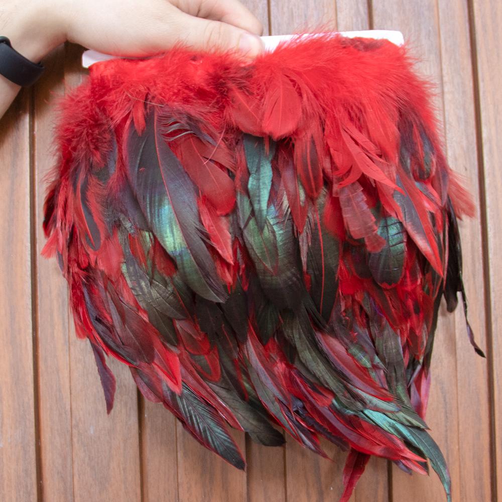 1Meter Colored Rooster Feathers Trims 15-20cm Natural Chicken Feathers Carnival Cosplay Clothing Dress Sewing Plume Decoration