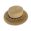 Women's Vintage Pearl Tassel Sun Hat French Retro Wide Brim Straw Hat