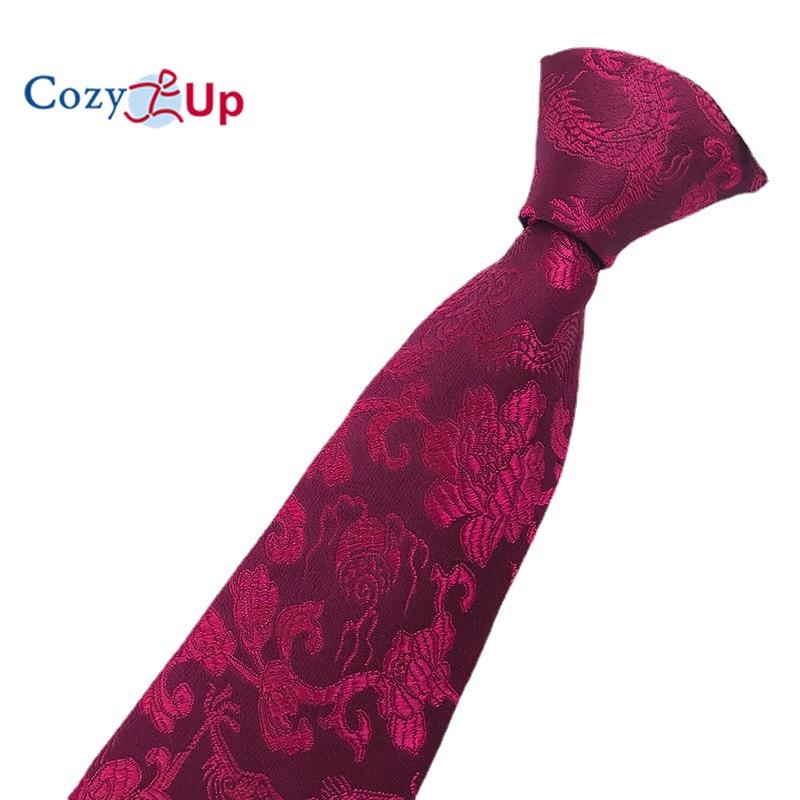 Cozy Up Men Tie Groom Best Man Chinese Dragon Pattern Casual and Fashionable 146x8x3.5cm