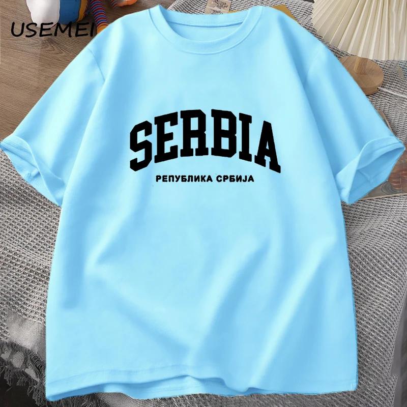 Republik Serbien T-Shirt Herren Sommer Baumwolle Kurzarm SERBIEN T-Shirt Harajuku Unisex T-Shirt Herrenbekleidung Bedrucktes T-Shirt Tops