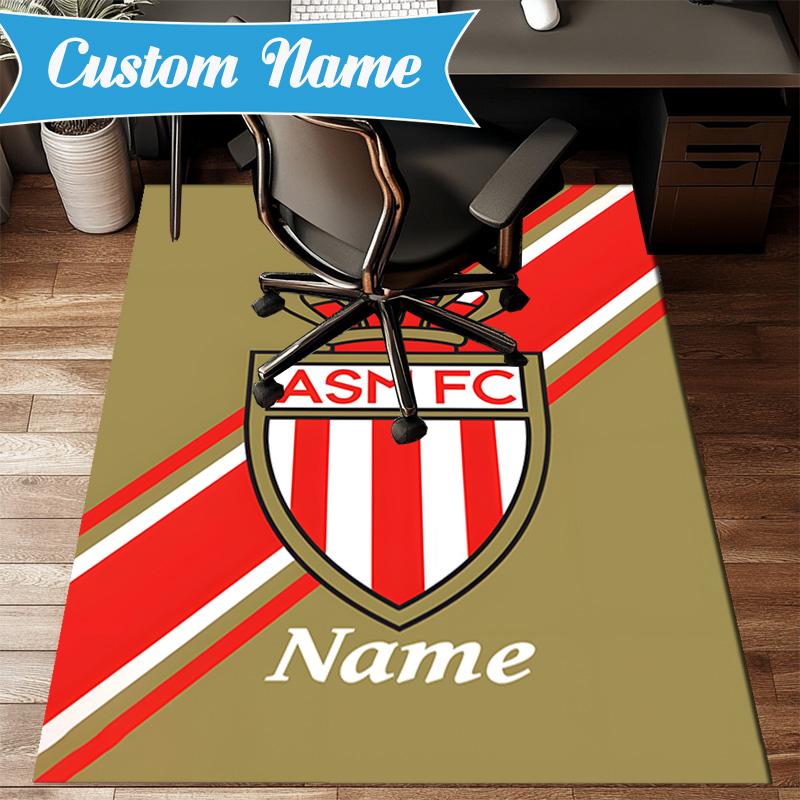 Custom Name Monaco Football Crest Rug Game Carpet, Floor Mat for Bedroom Living Room Entryway Rug, Home Decor Idea Gift for Christmas Birthday