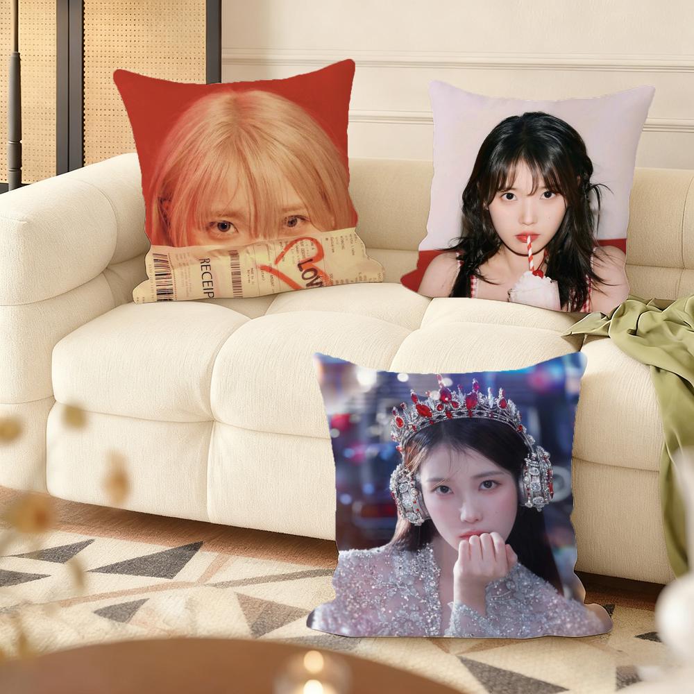 Korean Lee Ji Eun I-Iu Cushion Cover Silky Short Plush Double-Sided Printed Pillow Case For Sofa All Seasons Home Decor Gift