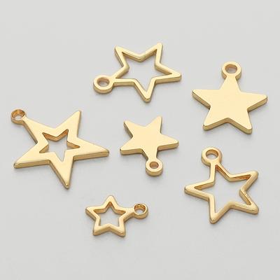 10 Piezas Colgante Estrella Pentagrama Hueco Sólido Brillante Chapado en Cobre para Hacer Joyería DIY Pulsera Pendientes Accesorios