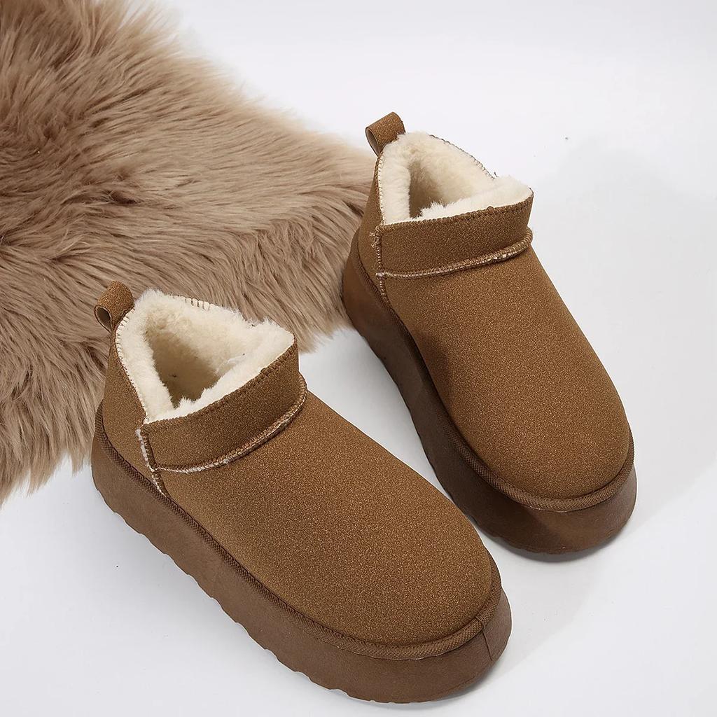 Damen Winter Warme Schneestiefel Wasserdicht Rutschfest Baumwollschuhe Damen Gefütterte Verdickte Plateau Stiefeletten Botas Mujer