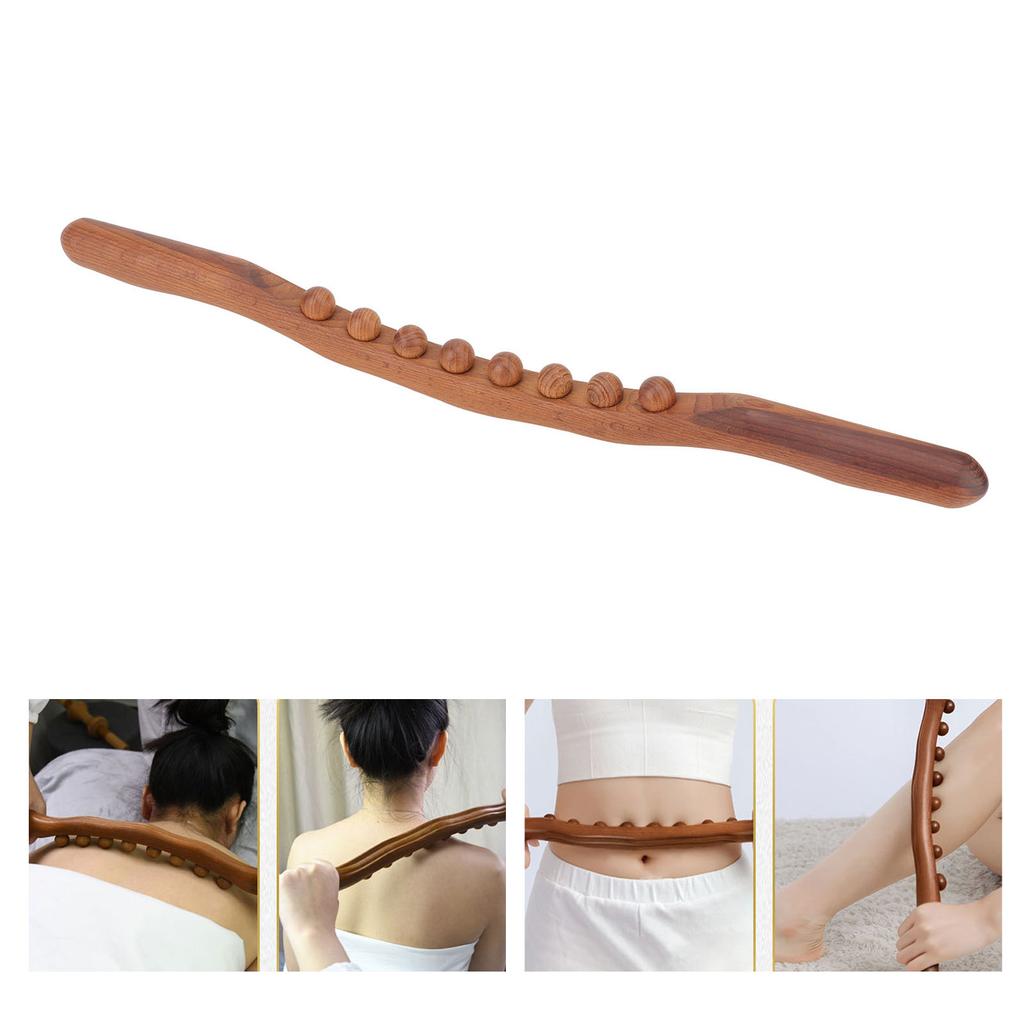Sha Massage Tool Men Women Handheld 8 Bead Muscle Relax Wooden Scraping Stick for Neck Back