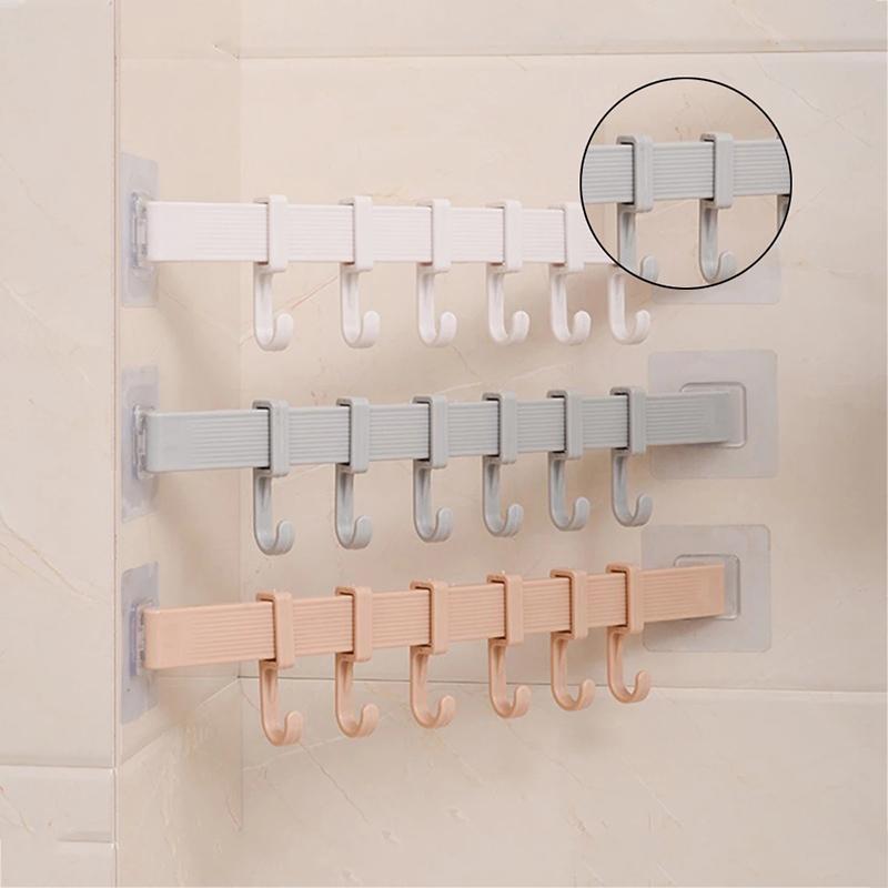 Multifunction Kitchen Storage Hook Cupboard 6 Hook Home Organizer Storage Rack Pantry Chest Tools Towels Hanger Wardrobe Rack