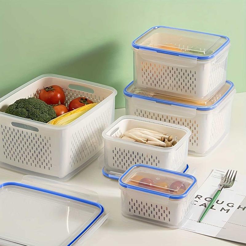 Refrigerator Preservation Storage Box Drain Basket Storage Containers Sealed Box Vegetable And Fruit Drain Box Organizer
