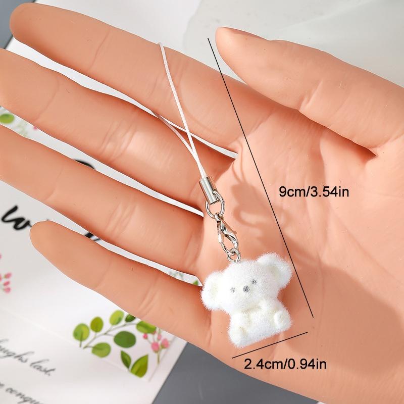 Flocking Penguin Hippopotamus Animal Keychains Phone Lanyard Resin Cute Tiger Beaver Bear Rhinoceros Bag Earphone Case Pendant