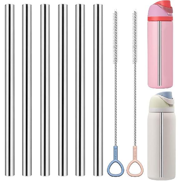 WK Ieason 6pcs Replacement Straws Reble Drinking Starws for Hydro Flask 32OZ, 18OZ and 64OZ, Plastic Straws with 2pc Cleaning Brushes Hydro Flask
