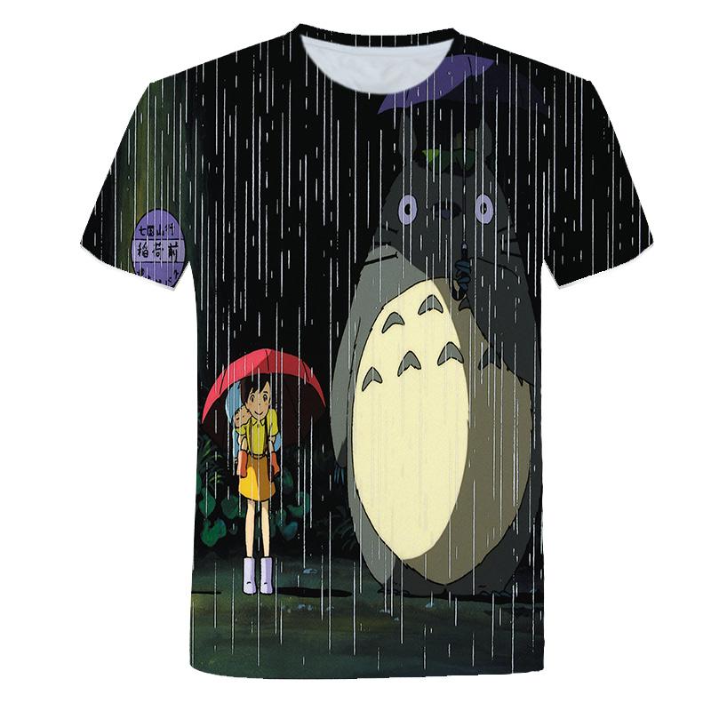 Naujo dizaino „Totoro Print“ marškinėliai vyrams Vasaros laisvalaikio įdomūs anime marškinėliai trumpomis rankovėmis apvalia kaklo drabužiai paaugliams
