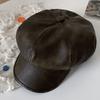 British Style Pu Leather Beret Autumn Winter Artist Cap Elegant Women's Beret  Streetwear