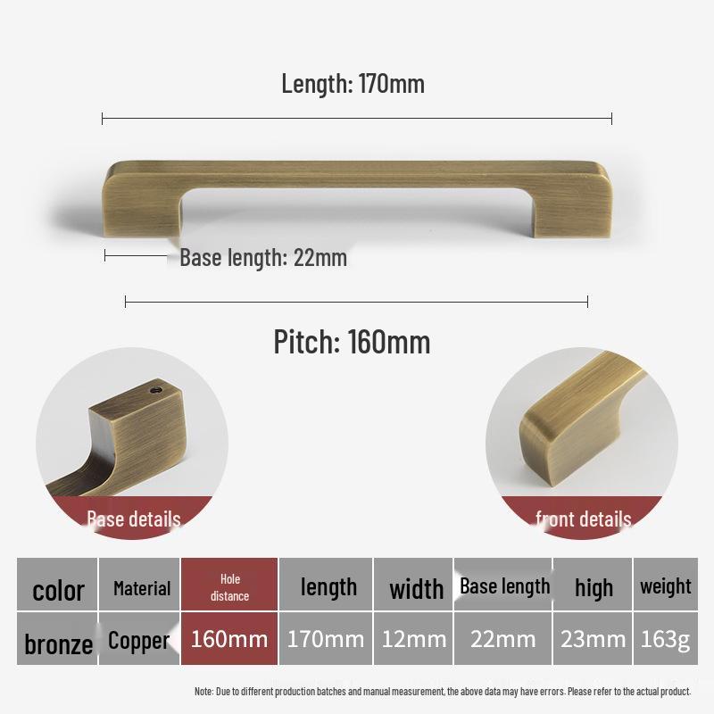 Bronze Brass Pull Handle: New Chinese Style Cabinet, Wardrobe & Drawer Retro Door Handle