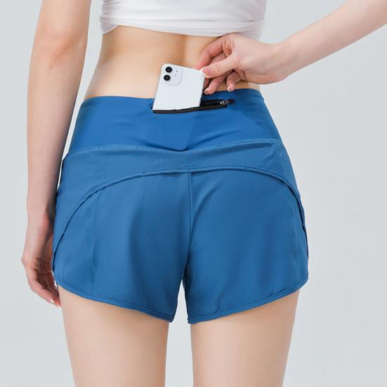 Women Shorts Breathable Quick Dry Tummy Control Sweat-absorbent with Zipper Pocket Fitness Workout Solid Color Summer Women Workout Training Shorts