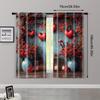 2pc,  Romantic Valentine's Day Curtains Red Wood Theme Polyester,Without Electricity Holiday Decorations for aesthetic room