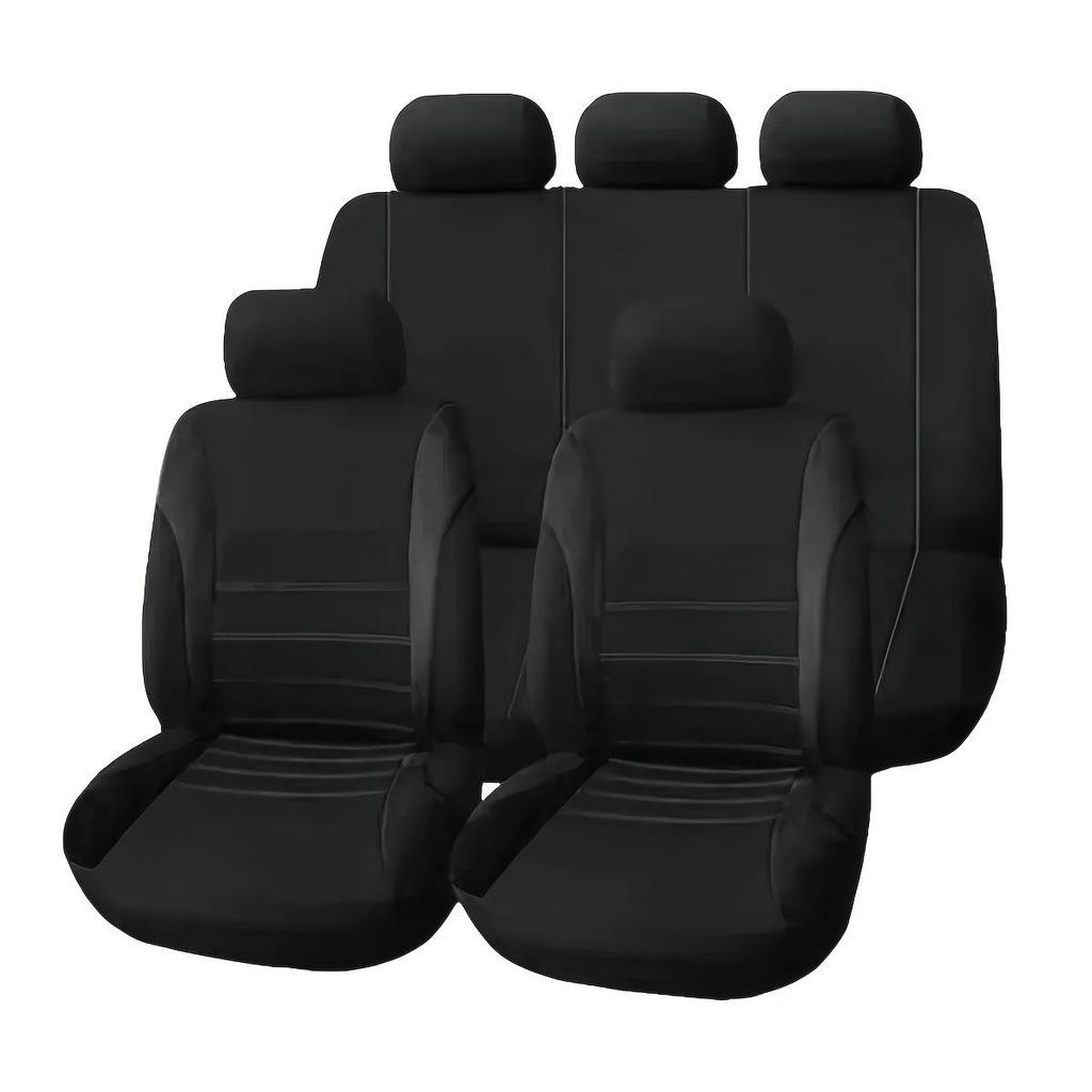 Five-Seat Universal Car Seat Cover with Waistline Design - Full Coverage Fabric Cushion Pad