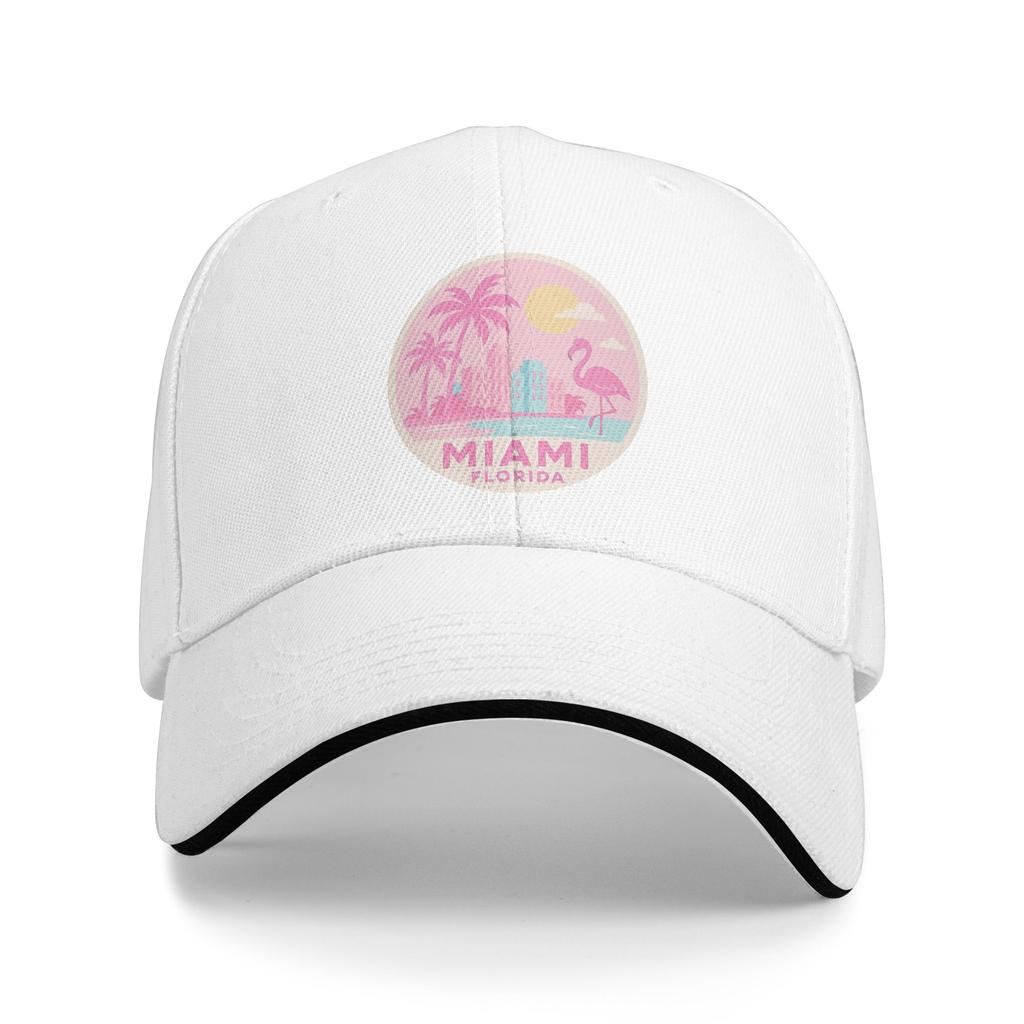 Miami Pink Travel Baseball Cap  Fashion Trucker Hat Summer UnisexTeens Tennis Skate Baseball Caps