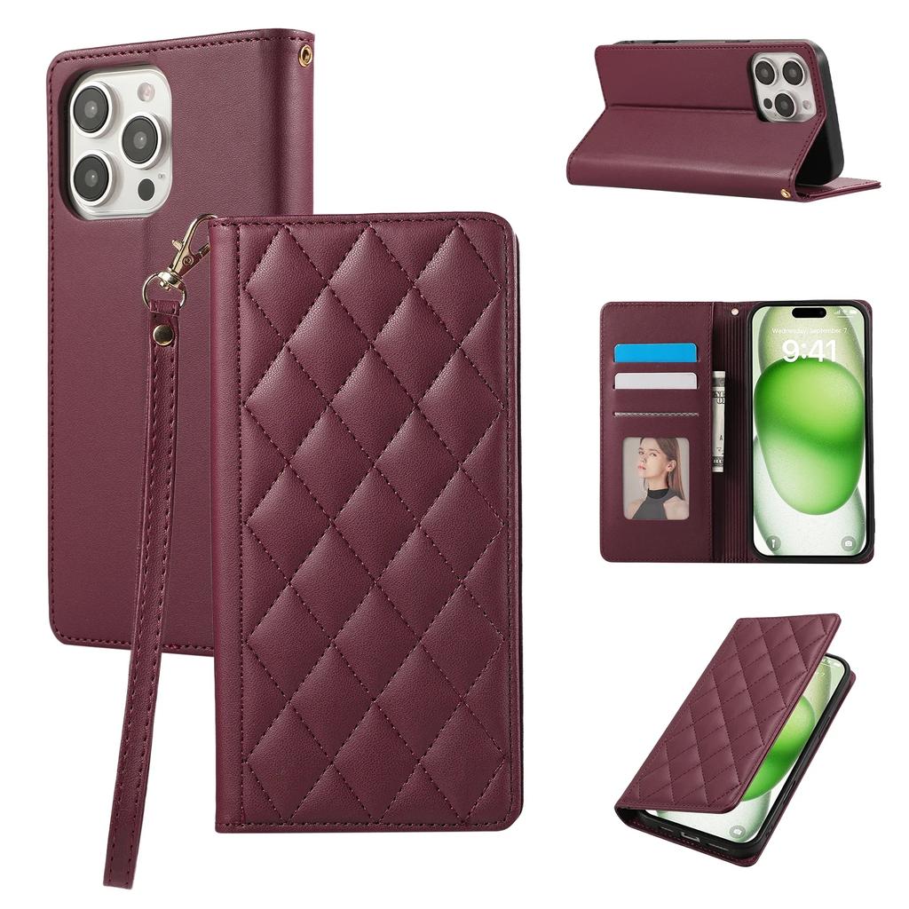 Wrist Strap Leather Wallet with Card Holder Phone Case for IPhone 16 Plus 15 14 13 12 Mini 11 Pro Max XS XR 7 8 Protective Cover