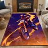 "Motocross Rider in Fiery Action" Patterned carpet, non slip mat suitable for living room and bedroom sofas