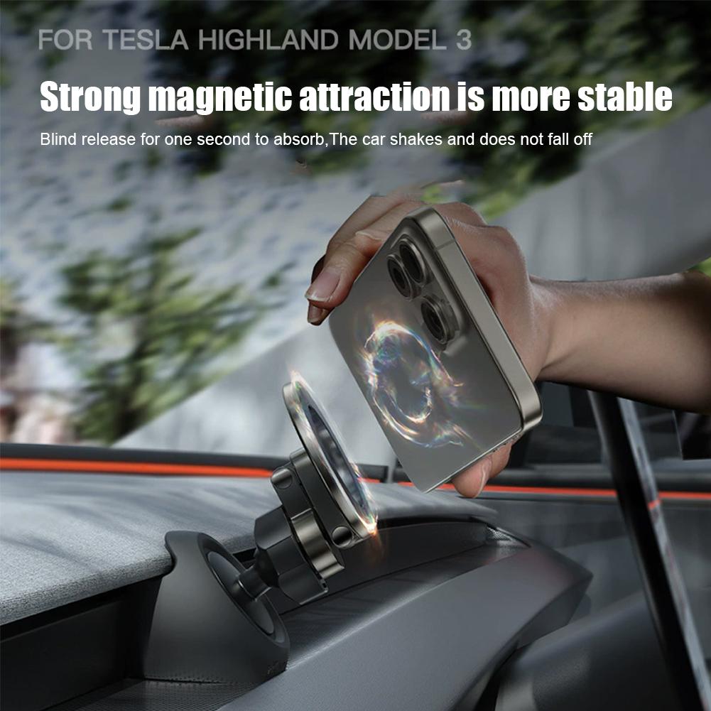 For Tesla Model 3 Y Highland Juniper Magnetic Car Phone Holder 360 Degree Rotation Metal Car Mount for All Phones Accessories