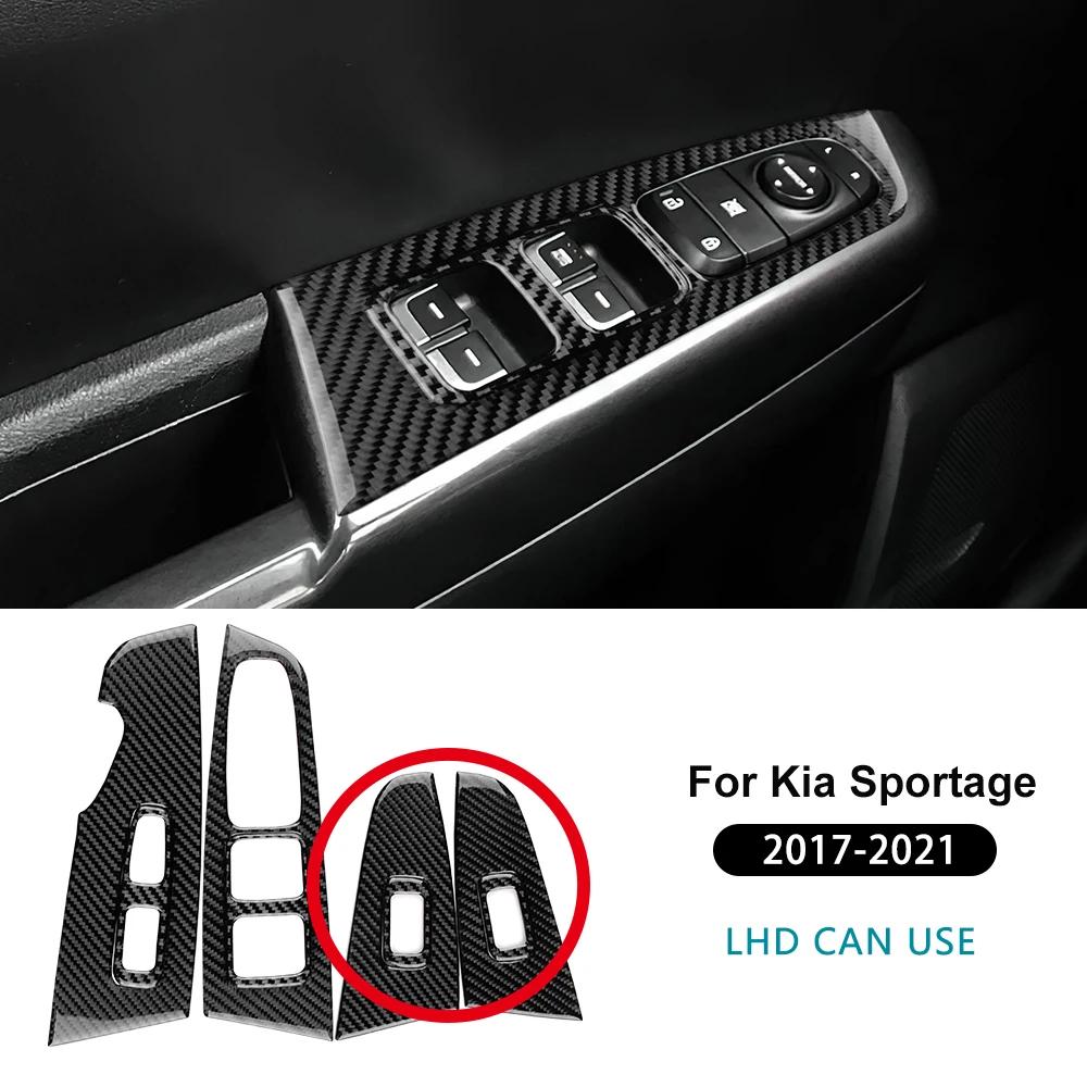 For Kia Sportage 2017 2018    Real Soft Carbon Fiber Sticker LHD Car Front Rear Door Window Llift Panel Trim